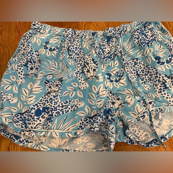 Printfresh x Anthropologie Pajama Shorts Blue Cheetah print size Large - Picture 11 of 11